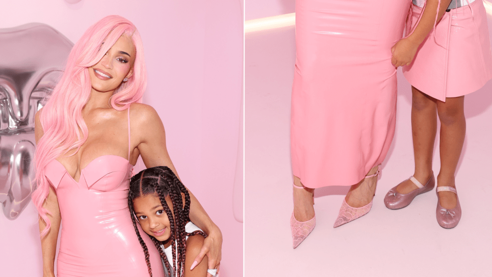 Kylie Jenner and Daughter Stormi Match Shoes in Pink Lace and Jelly