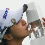 Sei Young Kim of South Korea holds the winning trophy during the awards ceremony after winning the BMW Ladies Championship