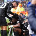 Mohammed Kudus celebrates his goal that put Spurs in front at Leeds