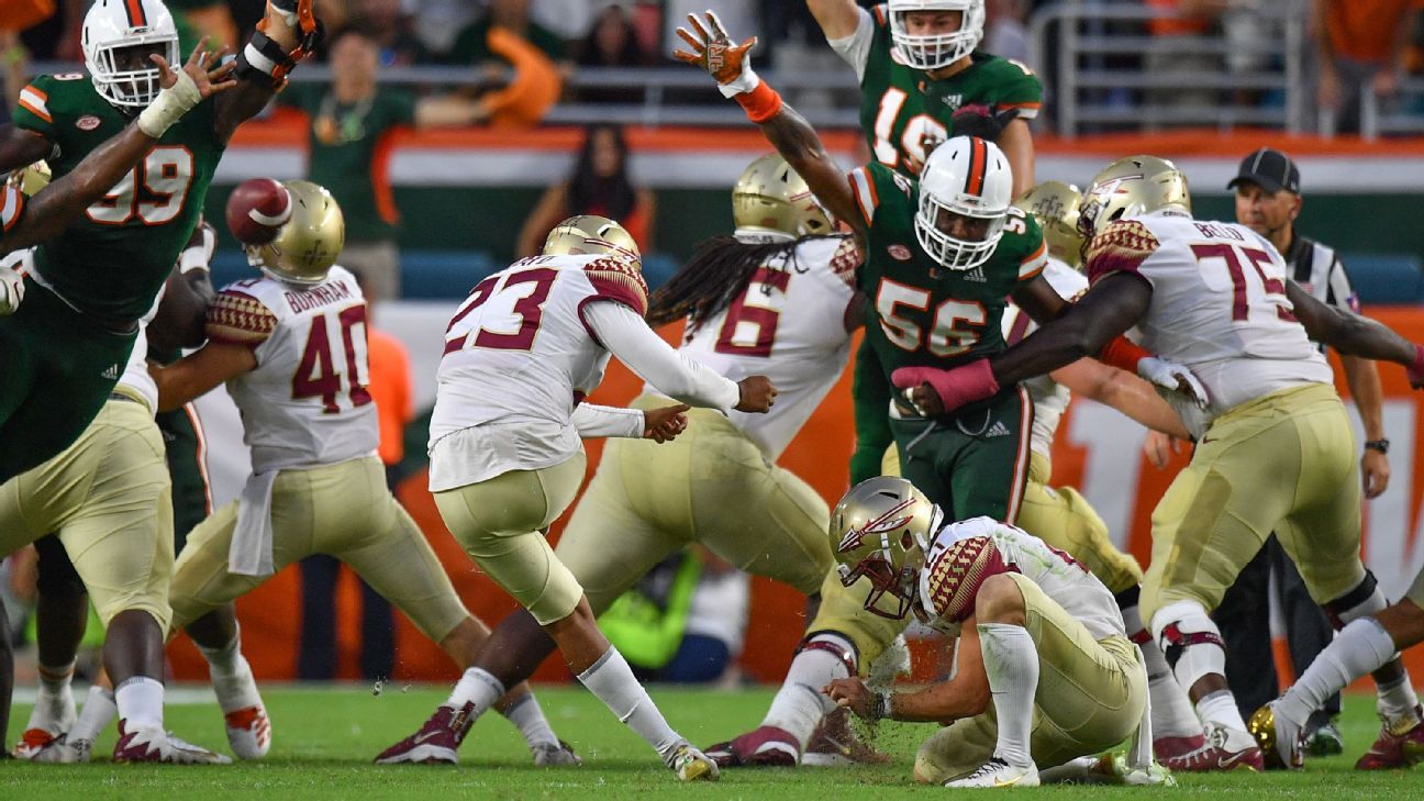 Miami-Florida State: History of the rivalry’s odd kicking miscues
