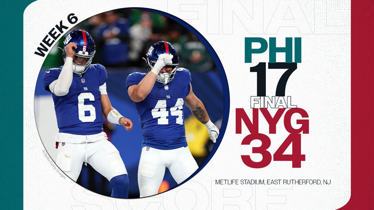 New York Giants stun Eagles, 34-17, behind rookies in prime-time