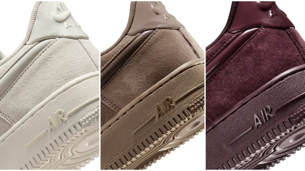 Nike Air Force 1 ’07 Suede Light Bone, Mink Brown, Burgundy Crush