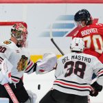 Panthers fans cheer for former goalie Spencer Knight in season opener