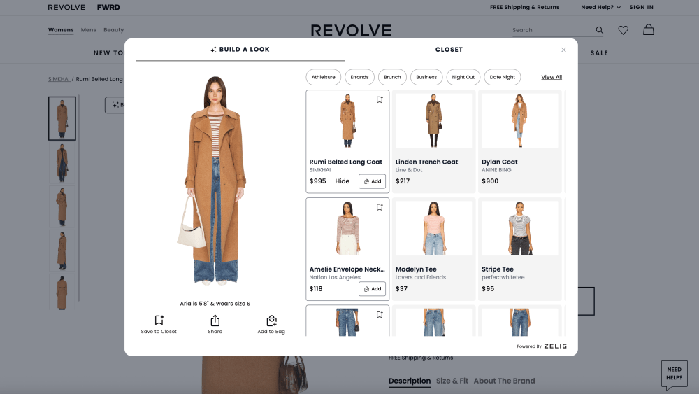 Revolve Prompts Easy Outfitting Through Zelig Technology