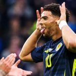 GLASGOW, SCOTLAND - OCTOBER 12: Scotland's Che Adams celebrates after scoring to make it 1-0 during a 2026 FIFA World Cup Qualifying match between Scotland and Belarus at Hampden Park, on October 12, 2025, in Glasgow, Scotland. (Photo by Alan Harvey / SNS Group)