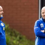 GLASGOW, SCOTLAND - SEPTEMBER 01: (L-R) Head coach Steve Clarke, assistant coach Steven Naismith and set piece coach Andrew Hughes during a Scotland training session at The City Stadium, on September 01, 2025, in Glasgow, Scotland. (Photo by Craig Foy / SNS Group)