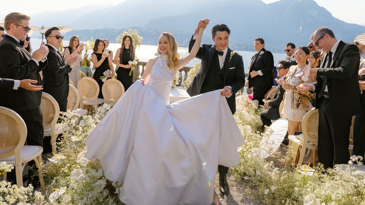 The Bride and Groom Wore Multiple Custom Thom Browne Looks at Their Lake Como Wedding