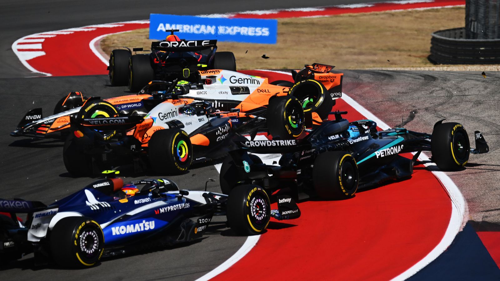 United States GP Sprint: Lando Norris, Oscar Piastri crash out in McLaren start disaster as Max Verstappen cashes in to win | F1 News