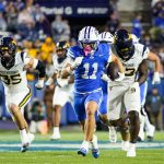 West Virginia football trails No. 23 BYU 28–10 at halftime