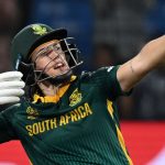 South Africa batter Tazmin Brits celebrates her hundred against New Zealand at the Women's Cricket World Cup (Getty Images)