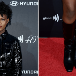 Zaya Wade pairs a monochrome black look with black leather knee-high boots at GLAAD's 40th Anniversary Gala on Friday.